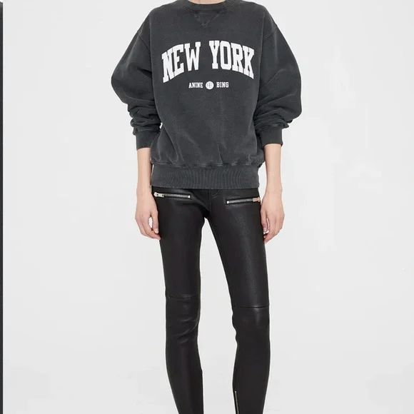 Anine Bing Size Small Ramona Sweatshirt in Washed Black - Picture 3 of 8